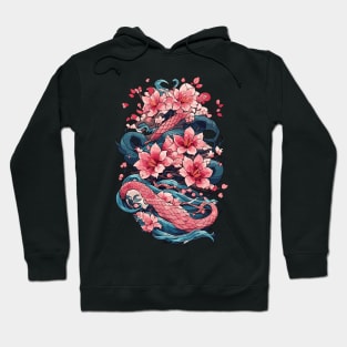 Cherry Blossoms and Waves Hoodie